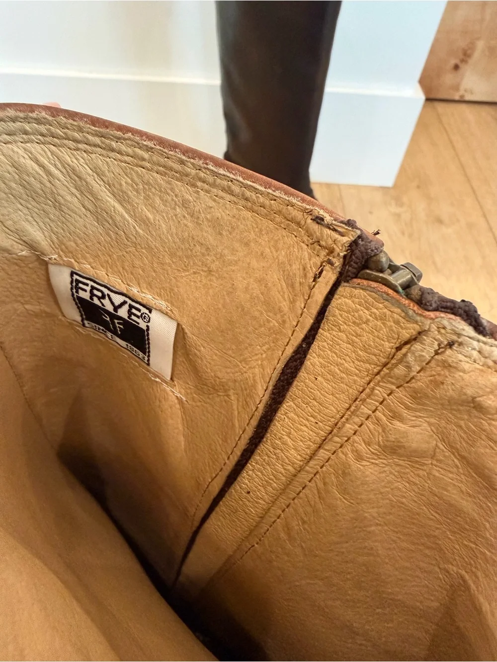 Frye Tan Leather Zip-Top Boots